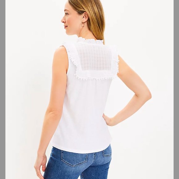 NWT LOFT Pom Pom Ruffle Shell -- XL - Picture 3 of 3